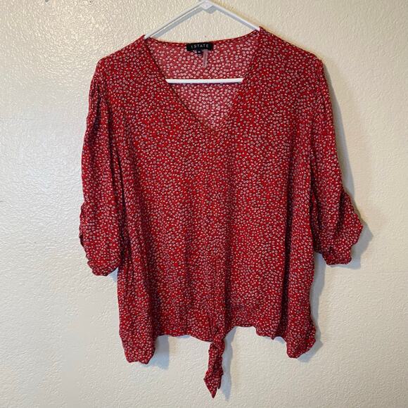 1 State Red Floral Blouse Plus Size 3X - Picture 1 of 8